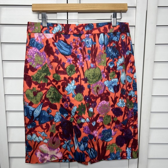 J. Crew Floral The Pencil Stretch Cotton Skirt Women's Size 4 - Picture 1 of 8